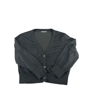 Urban CoCo Black Cropped Cardigan Sweater XL Preppy Classic Basic 3/4 Sleeve